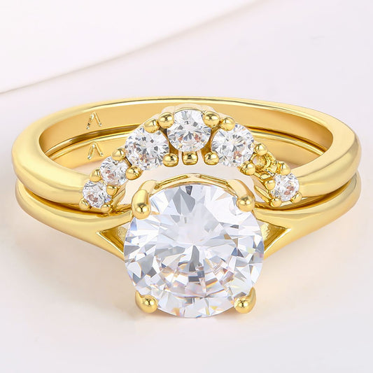 Pozlacená slitina - Prsten s Bílým Emporia® Křišťálem přibližná hmotnost: 10 gramů