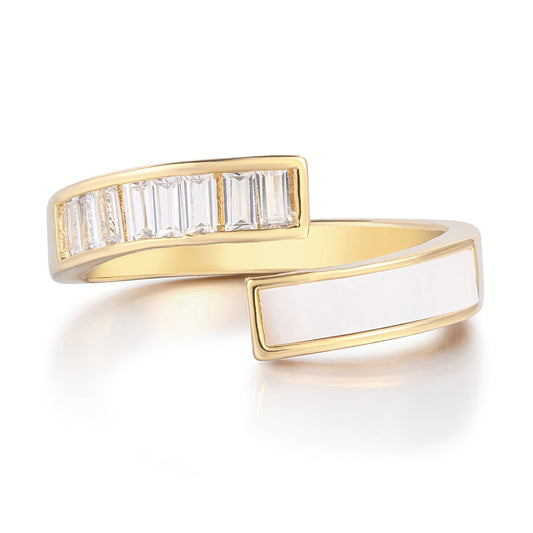 Pozlacená slitina - Prsten s Bílým Emporia® Křišťálem a se Smaltem přibližná hmotnost: 10 gramů