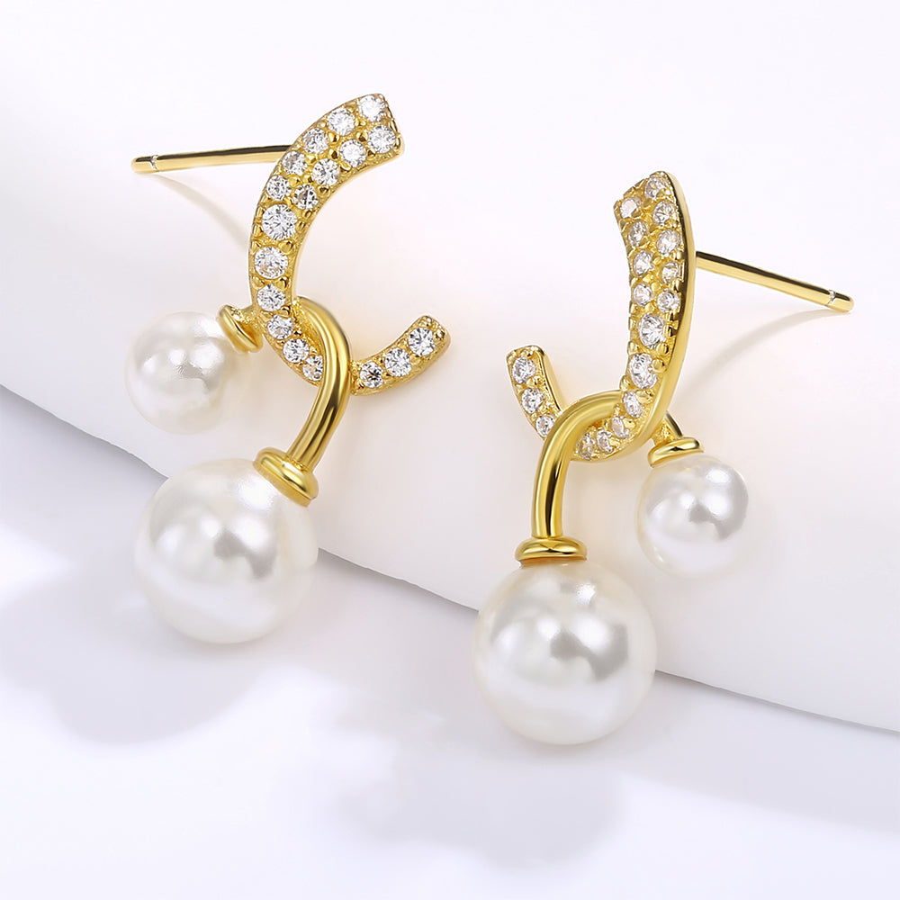 Pozlacená slitina - Náušnice s Bílým Emporia® Křišťálem a se Smaltem přibližná hmotnost: 10 gramů