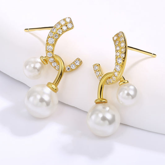 Pozlacená slitina - Náušnice s Bílým Emporia® Křišťálem a se Smaltem přibližná hmotnost: 10 gramů