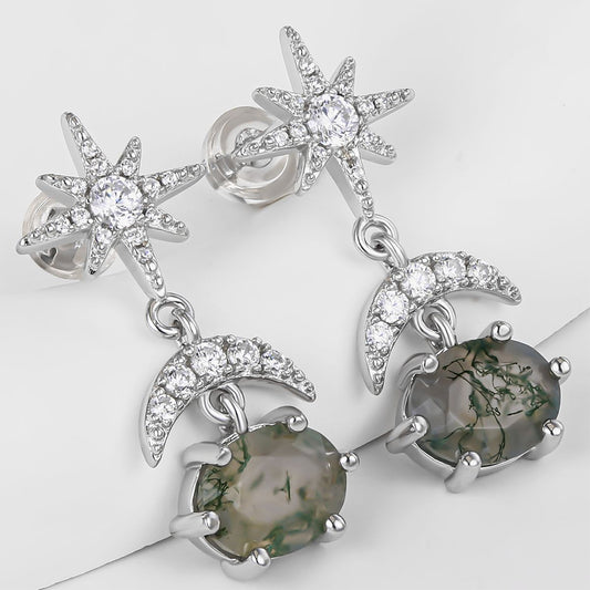 Pozlacená slitina - Náušnice se Zeleným Emporia® Křišťálem a Bílým Emporia® Křišťálem přibližná hmotnost: 10 gramů