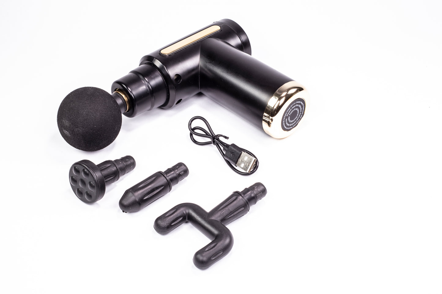 Mini Deep Tissue Massage Gun, Portable 1500mAh, 6 speed settings, 4 extra heads, black