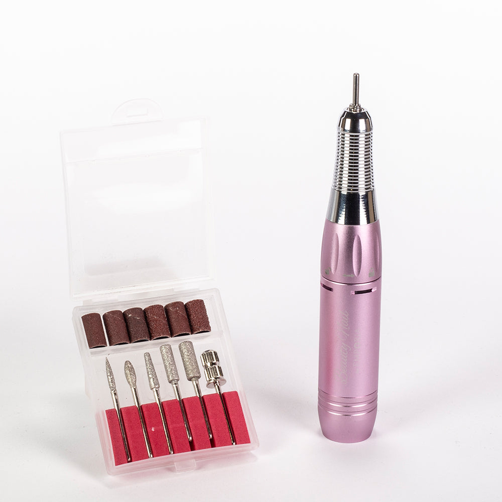 Profesionální pilník na nehty Emporia Beauty Nail s vyměnitelnými hlavicemi – růžový 4 