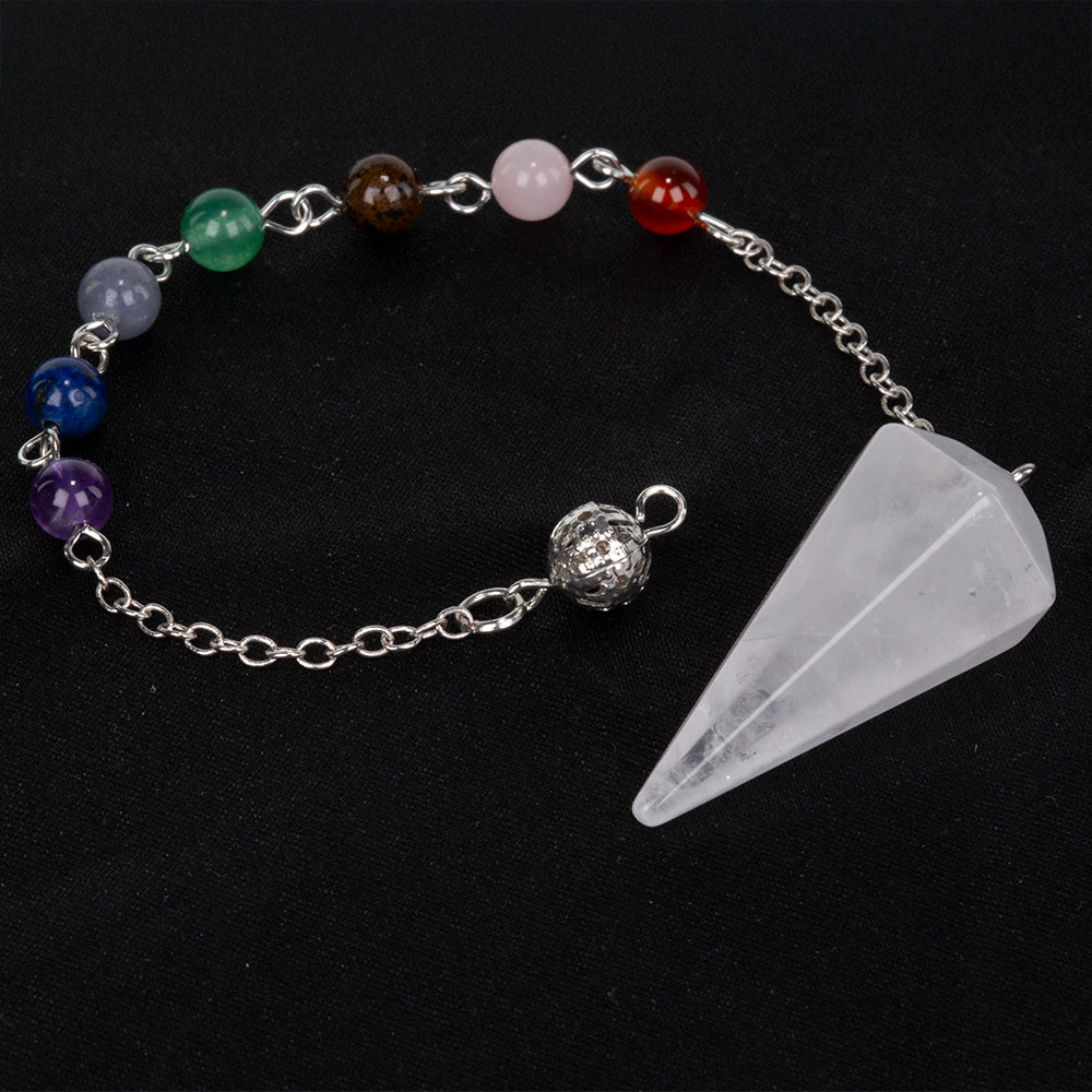 Kyvadlo z drahokamů s Čirým Křemenem a Ametystem