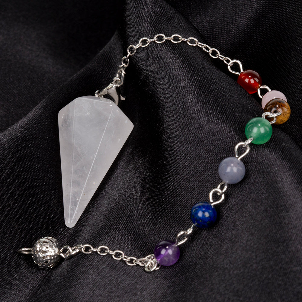 Kyvadlo z drahokamů s Čirým Křemenem a Ametystem