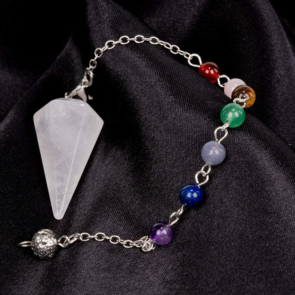 Kyvadlo z drahokamů s Čirým Křemenem a Ametystem 5 