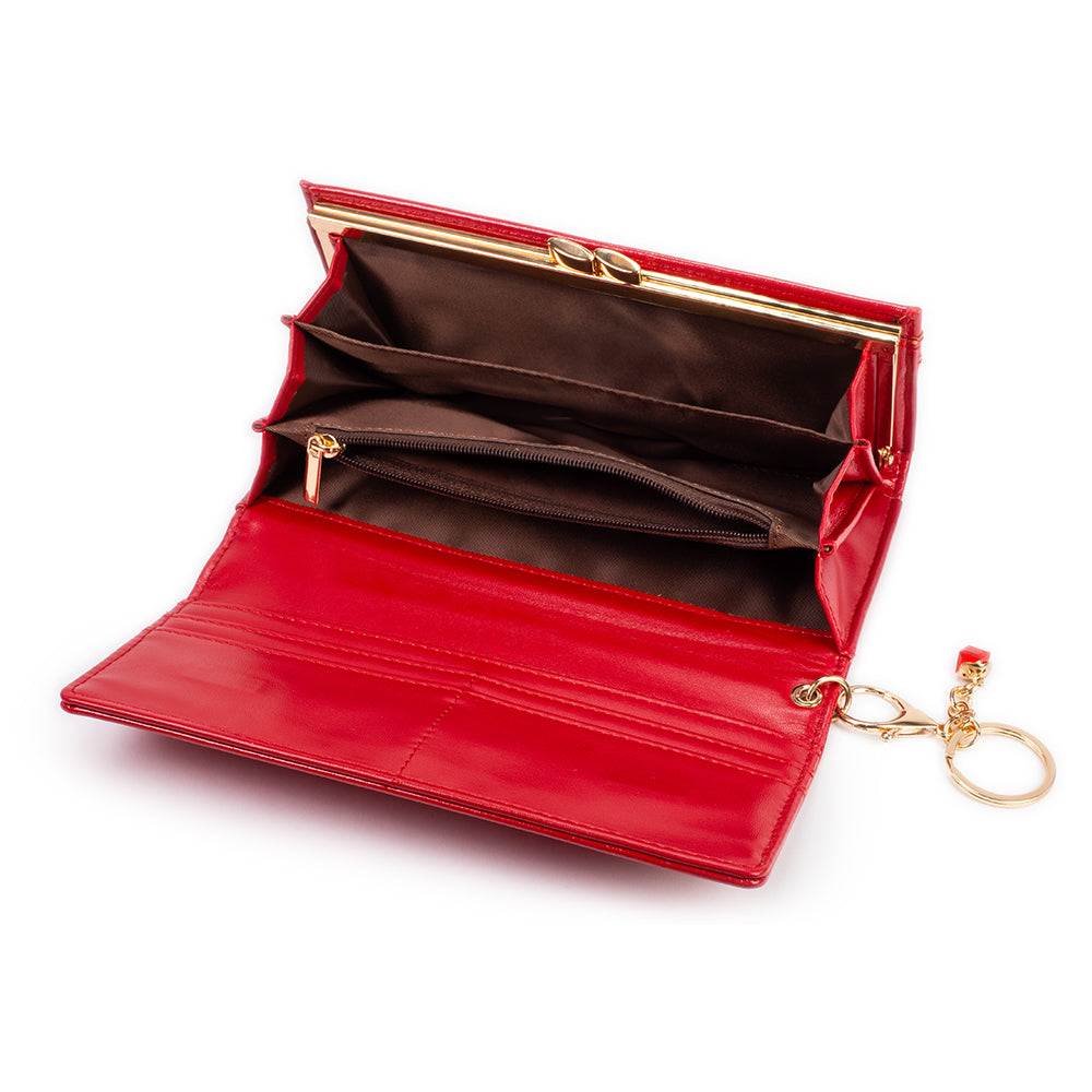 Dámská peněženka s klíčenkou, která chrání soukromí, barva: červená a černá 5 