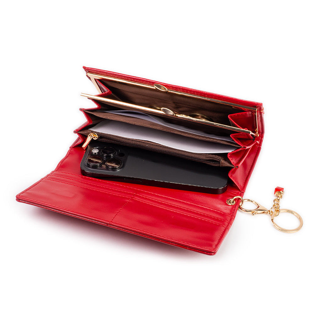 Dámská peněženka s klíčenkou, která chrání soukromí, barva: červená a černá