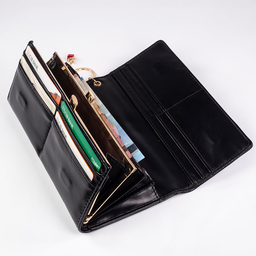 Dámská peněženka s klíčenkou, která chrání soukromí, barva: červená a černá