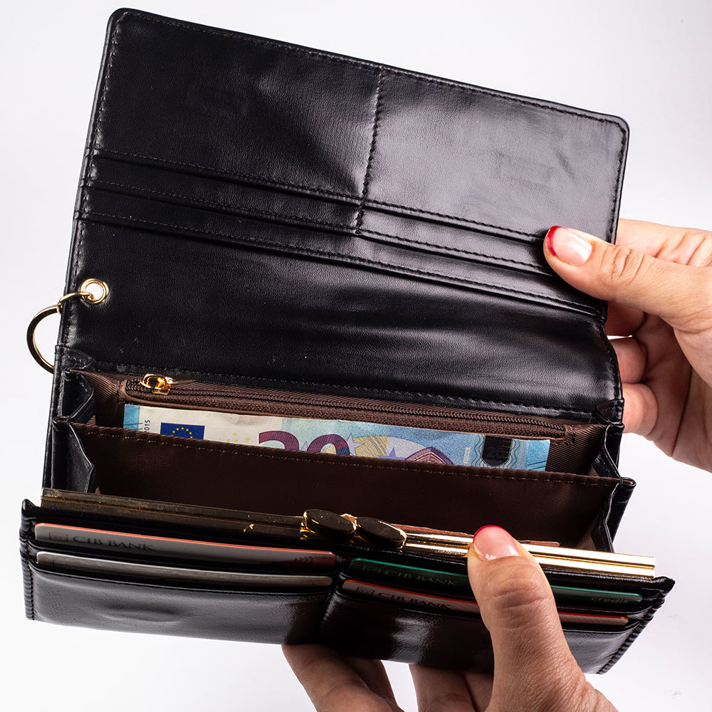 Dámská peněženka s klíčenkou, která chrání soukromí, barva: červená a černá 19 