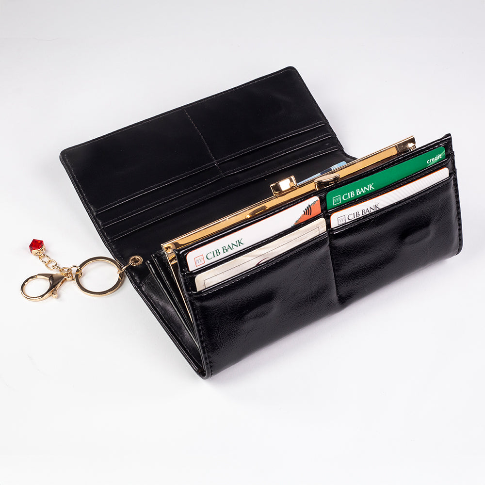 Dámská peněženka s klíčenkou, která chrání soukromí, barva: červená a černá 24 