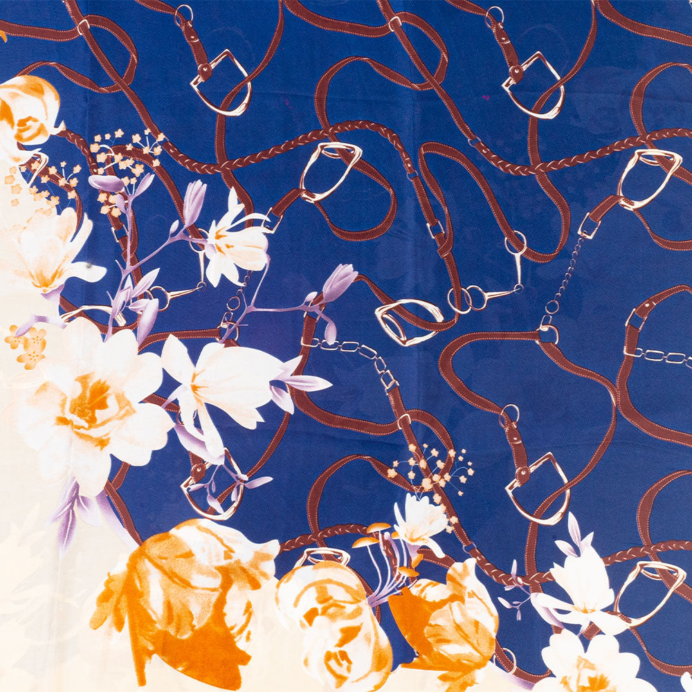 Květinové objetí, šála, 85 x 180 cm, Modrá, 100% veganské hedvábí 3 