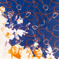 Květinové objetí, šála, 85 x 180 cm, Modrá, 100% veganské hedvábí