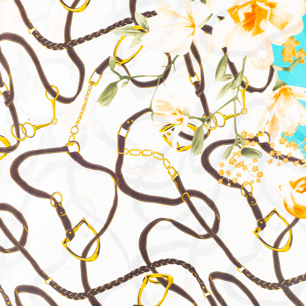 Květinové objetí, šála, 85 x 180 cm, Světle modrá, 100% veganské hedvábí 2 