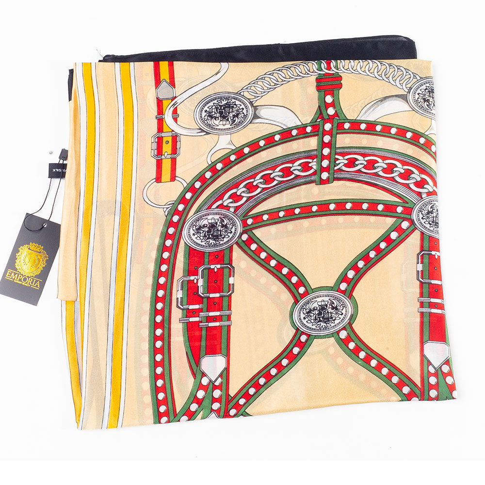 Luxusní krajina řetězů, šála, 85 x 180 cm, Krémová, 100% veganské hedvábí 1 