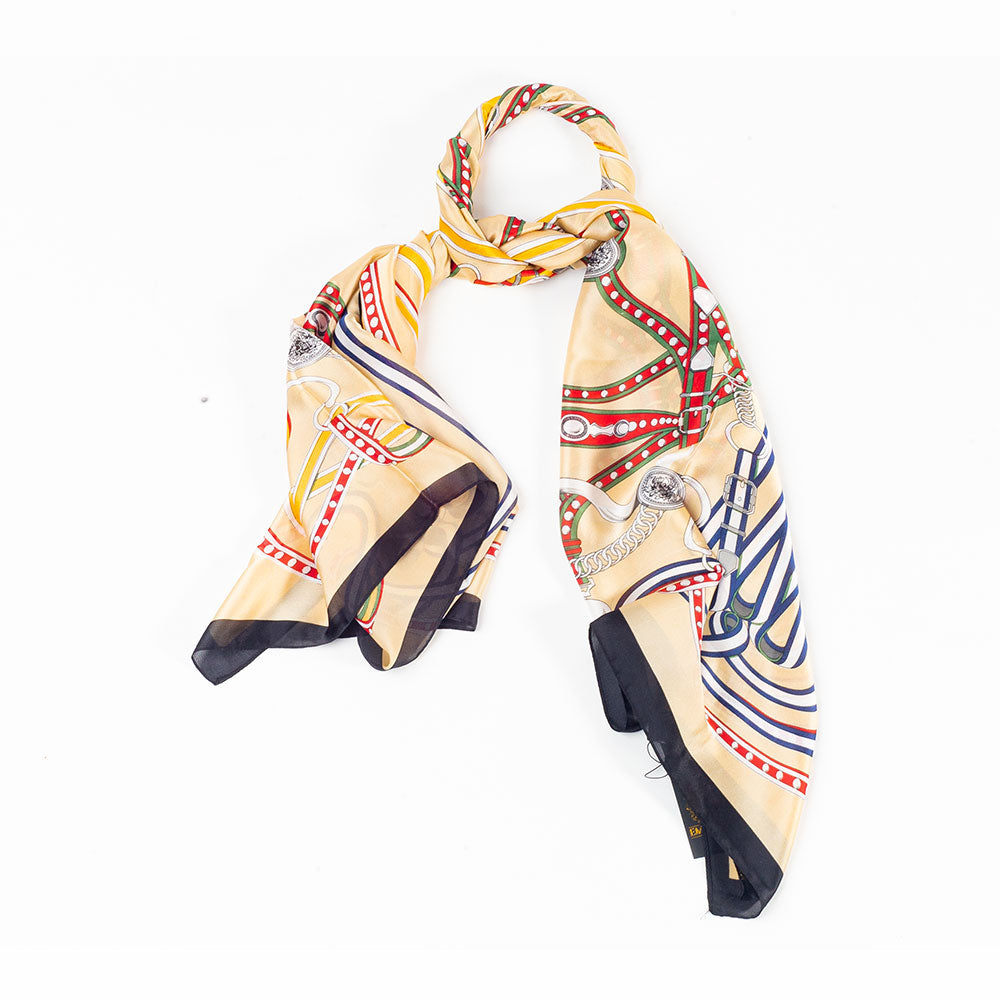 Luxusní krajina řetězů, šála, 85 x 180 cm, Krémová, 100% veganské hedvábí 4 