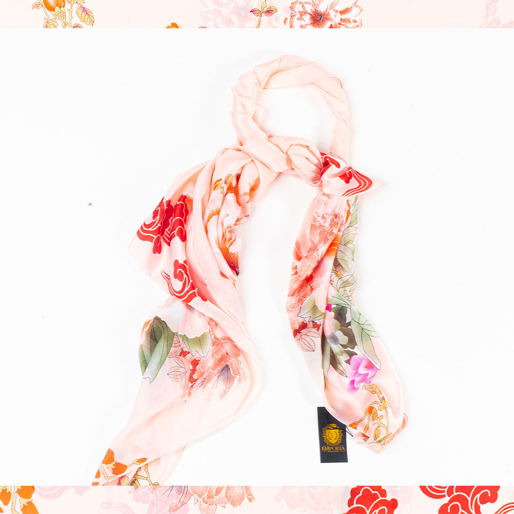 Odkaz Haitang, šála, 85 x 180 cm, Růžová, 100% veganské hedvábí
