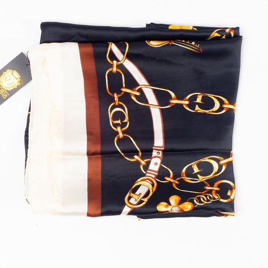 Královské řetězy, šála, 85 x 180 cm, Modrá, 100% veganské hedvábí