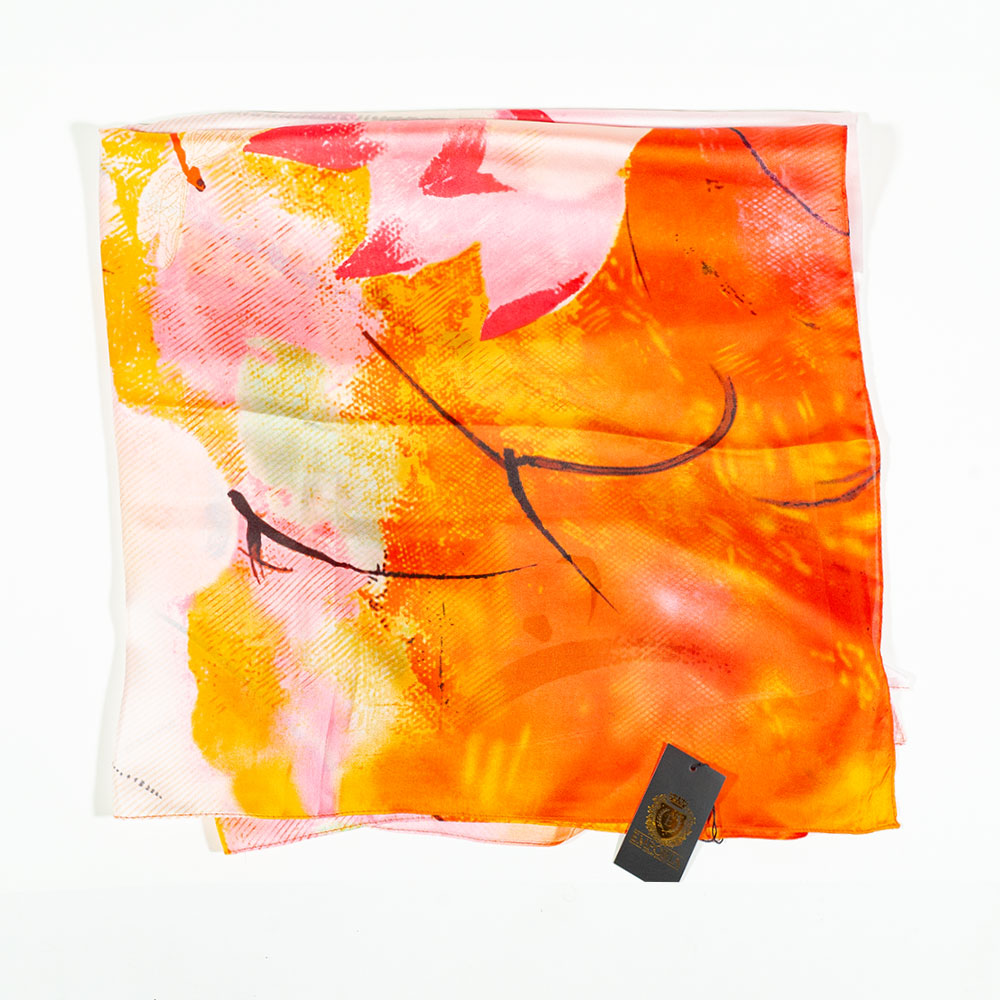 Noční lotus, šála, 85 x 180 cm, Oranžová, 100% veganské hedvábí 2 