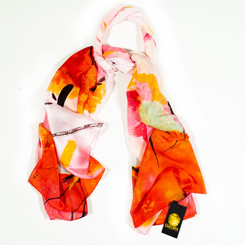 Noční lotus, šála, 85 x 180 cm, Oranžová, 100% veganské hedvábí 5 