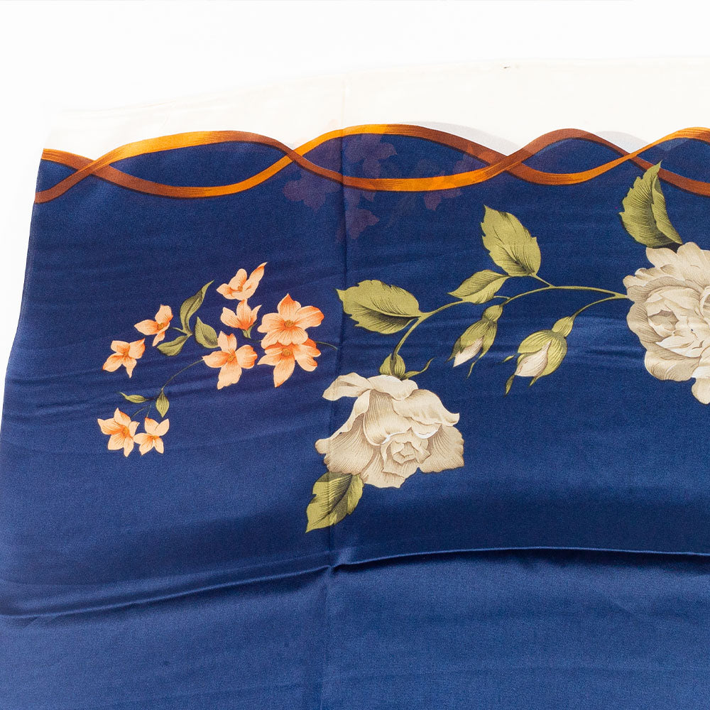 Plátno a květy, šála, 85 x 180 cm, Modrá, 100% veganské hedvábí 3 