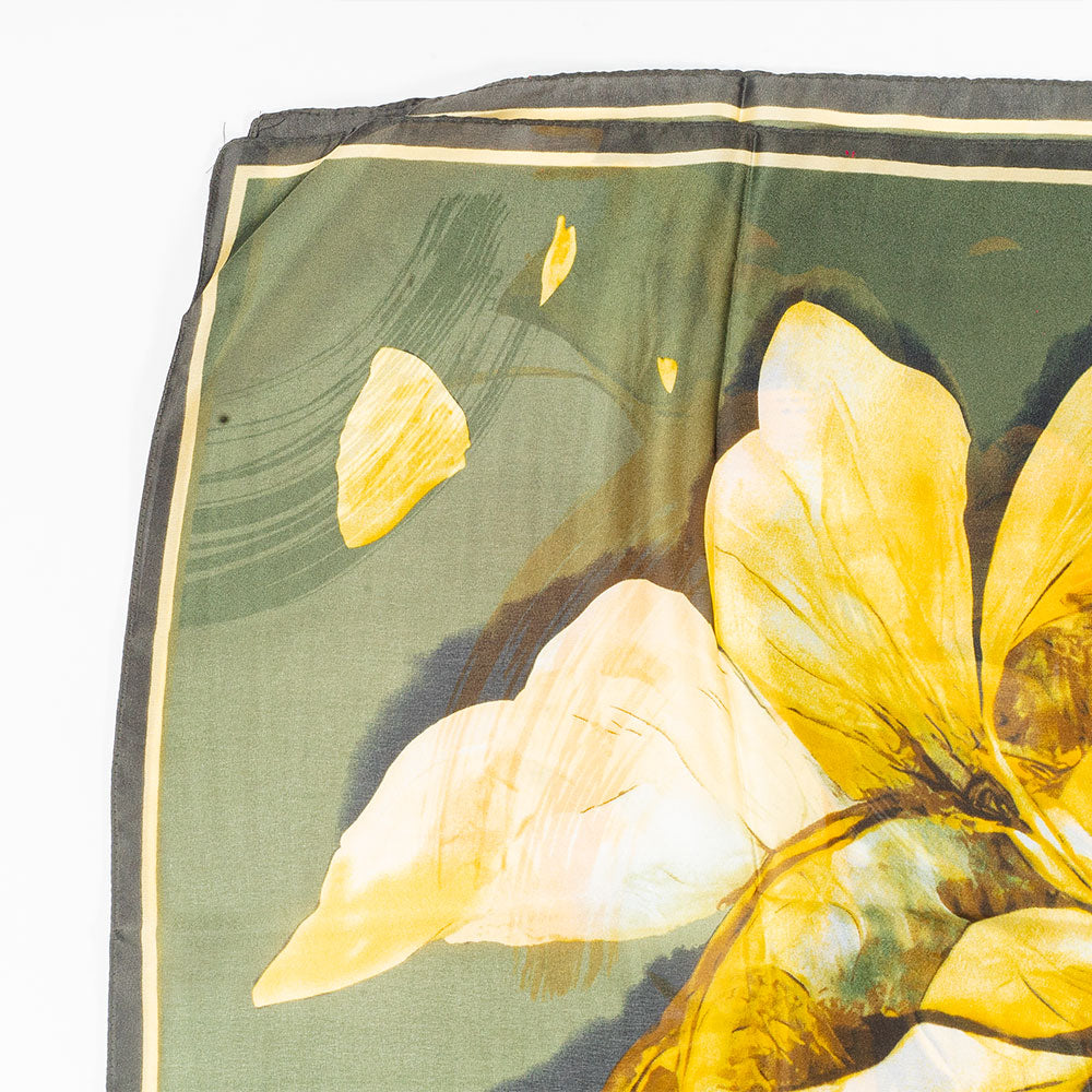 Dojem lilií, šála, 85 x 180 cm, Zelená, 100% veganské hedvábí