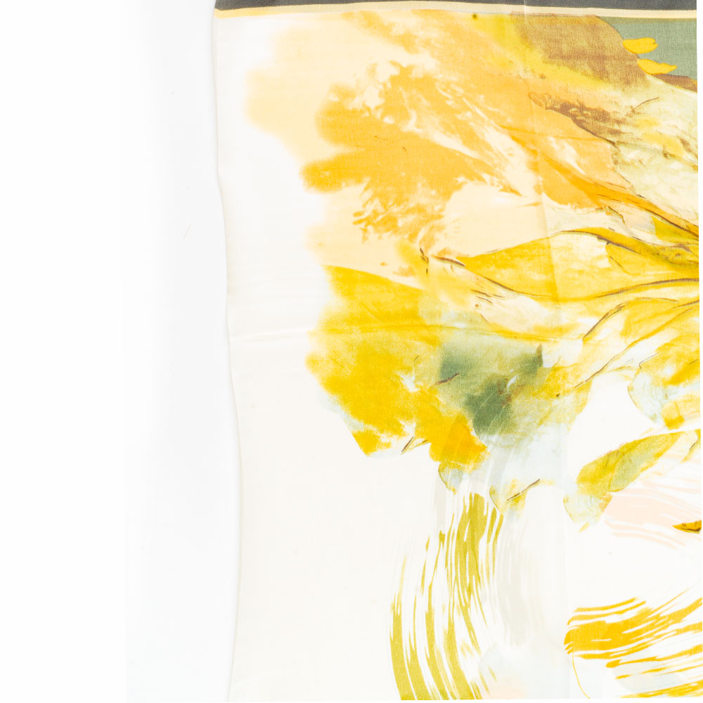 Dojem lilií, šála, 85 x 180 cm, Zelená, 100% veganské hedvábí