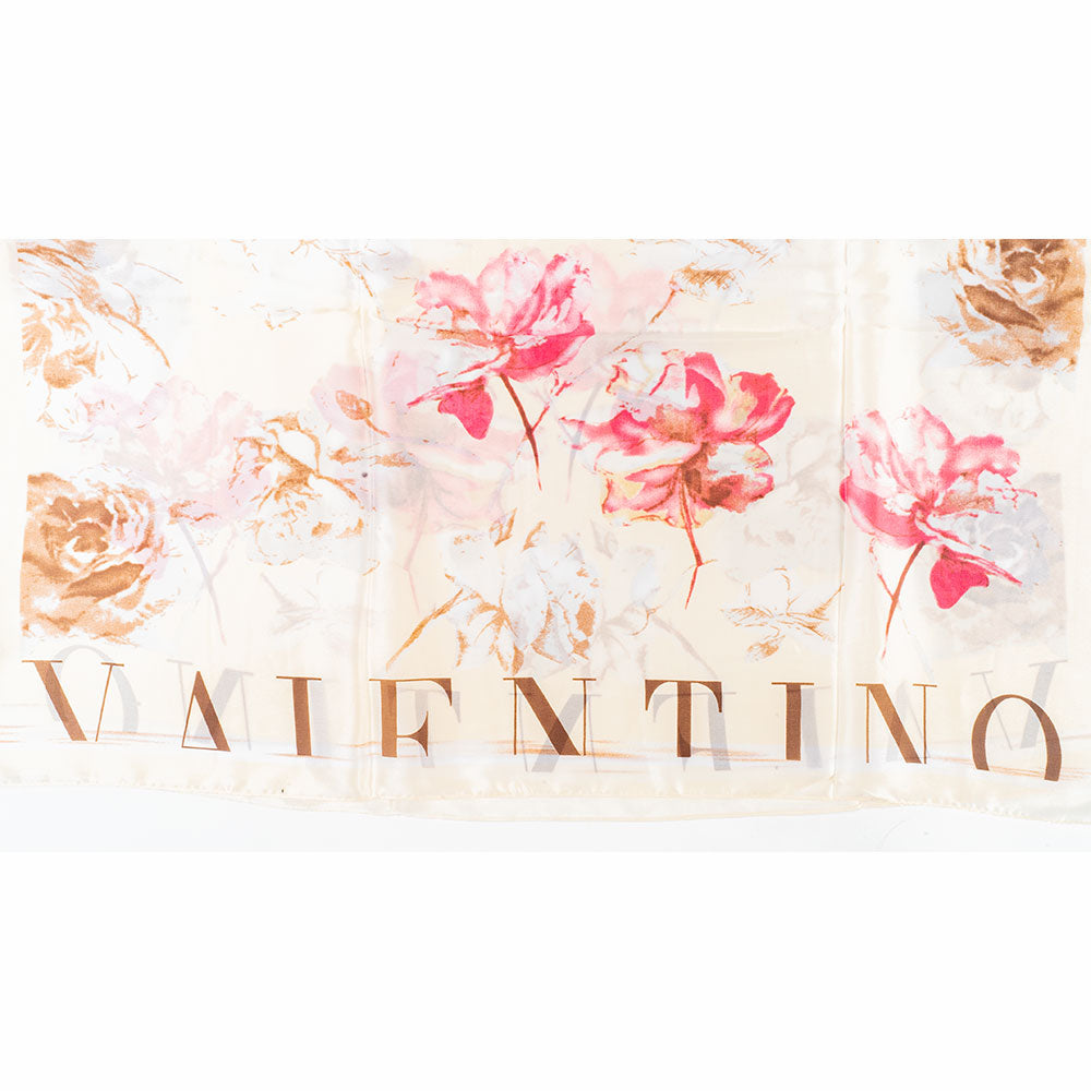 Květy a dopisy, šála, 85 x 180 cm, Bílá, 100% veganské hedvábí 2 