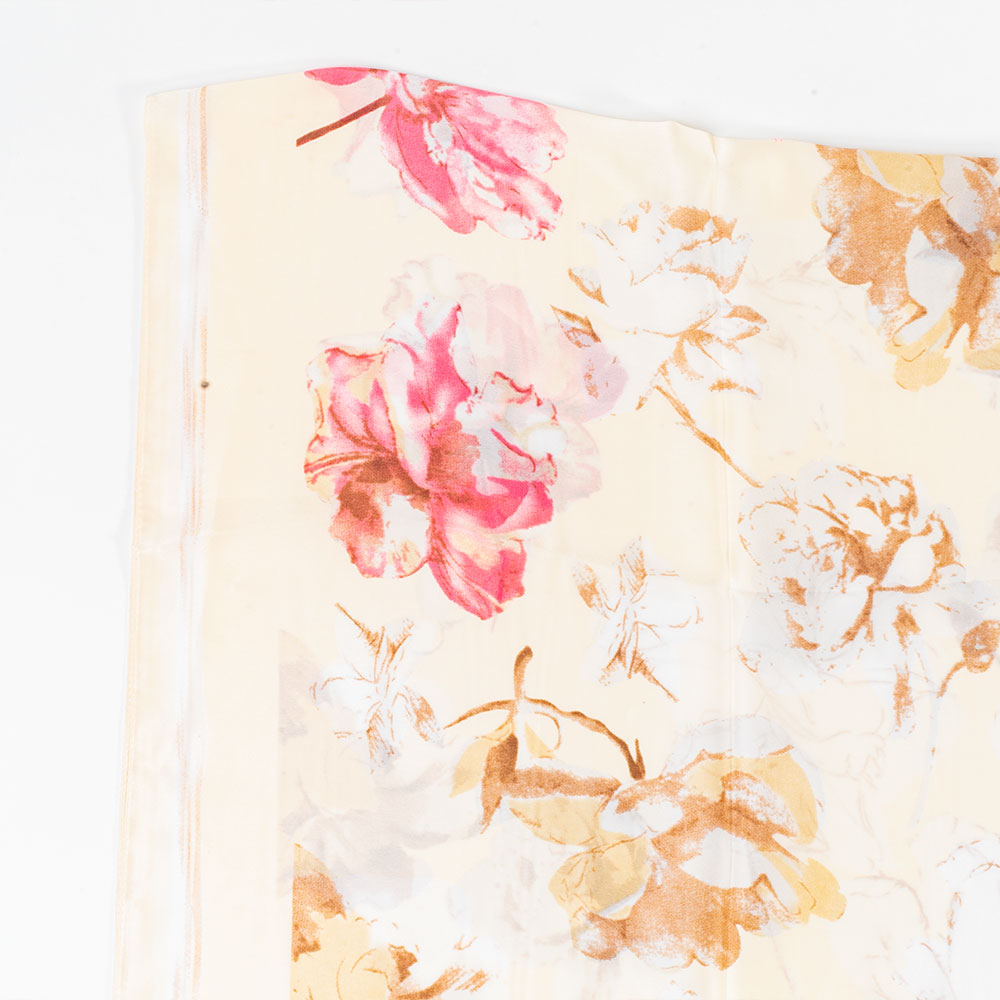 Květy a dopisy, šála, 85 x 180 cm, Bílá, 100% veganské hedvábí