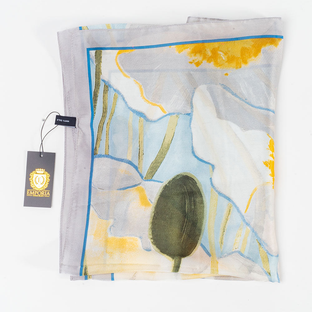 Zahrada snů, šála, 85 x 180 cm, Světle modrá, 100% veganské hedvábí