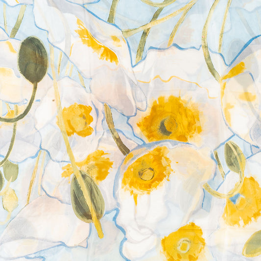 Zahrada snů, šála, 85 x 180 cm, Světle modrá, 100% veganské hedvábí