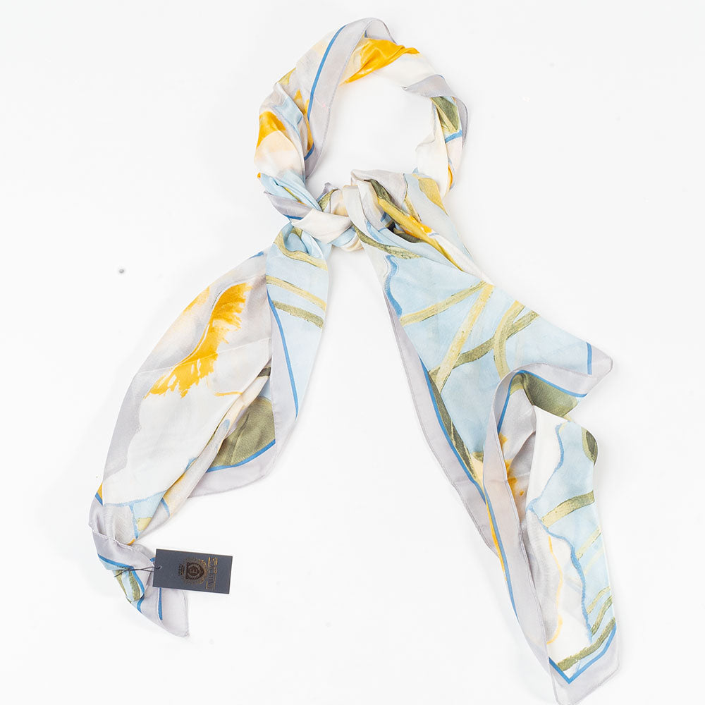 Zahrada snů, šála, 85 x 180 cm, Světle modrá, 100% veganské hedvábí