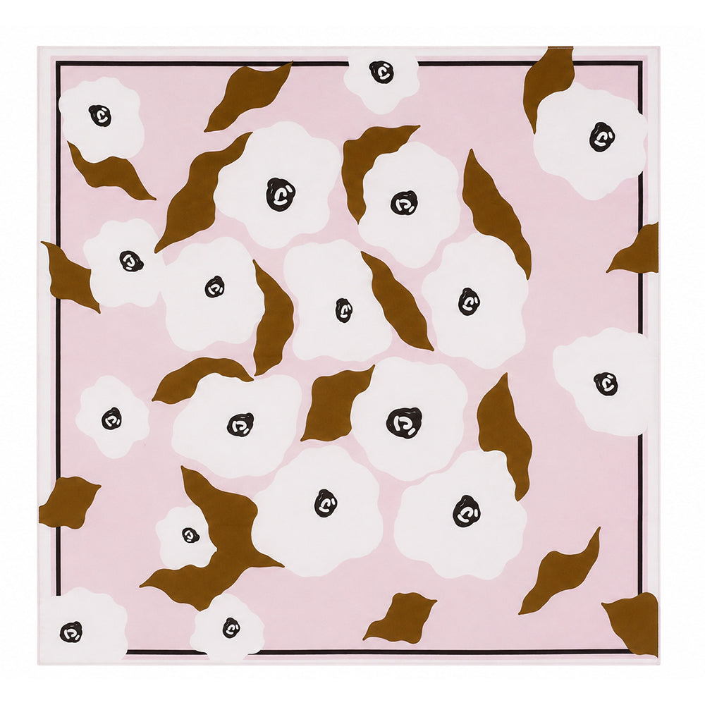 Rosewood Flowers Scarf, Blush Pink, 90 cm x 90 cm, 100% Silk 2 