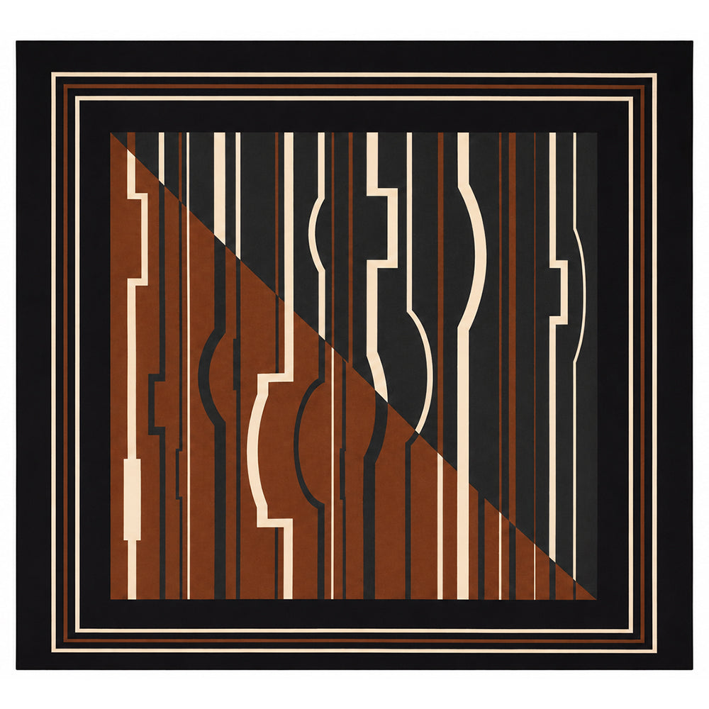 Desert Mirage Scarf, Rust Brown, 90 cm x 90 cm, 100% Silk 2 