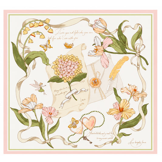 Hedvábný šátek Garden Whisper, šalvějově zelený, 90 × 90 cm