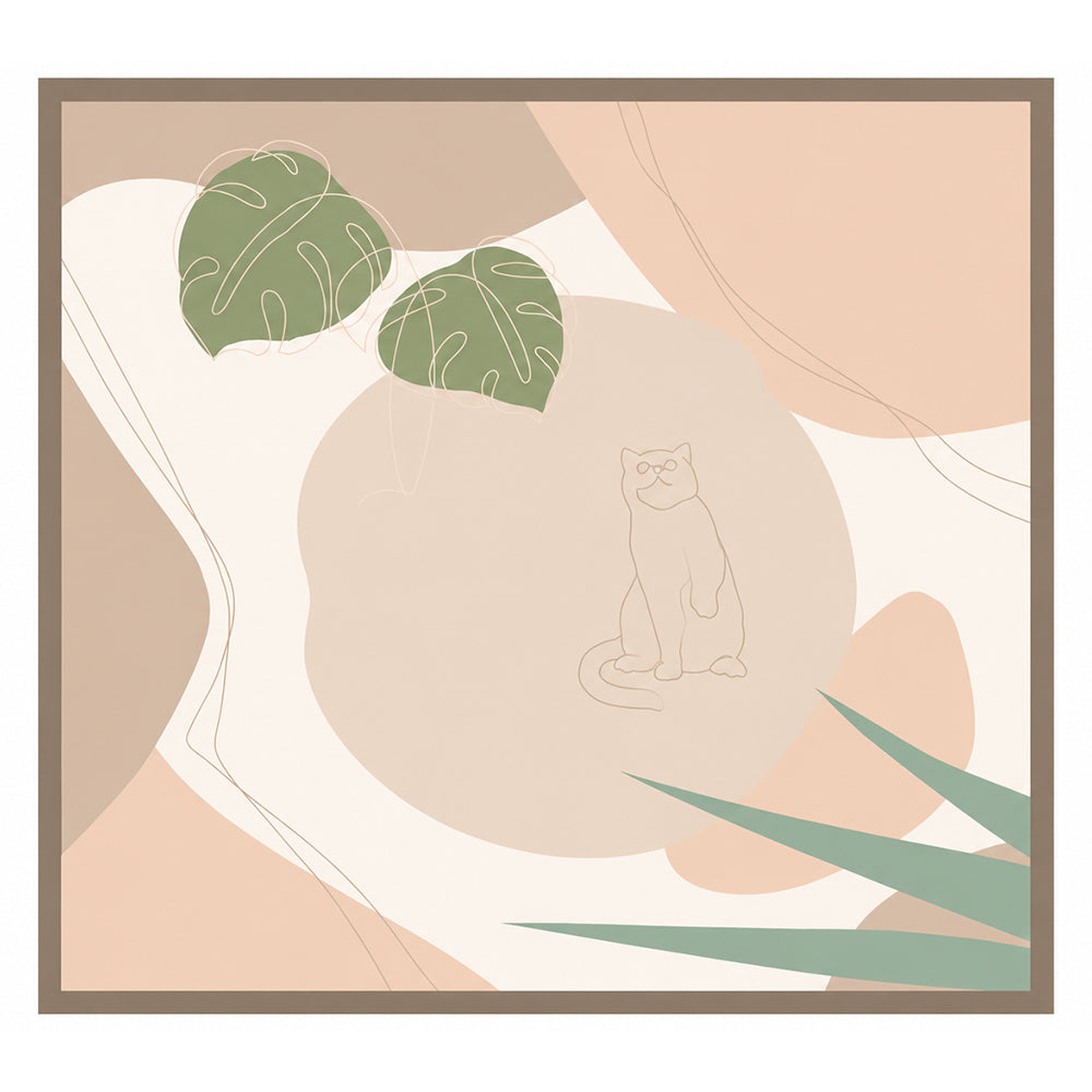 Pastel Oasis Scarf, Beige, 90 cm x 90 cm, 100% Silk