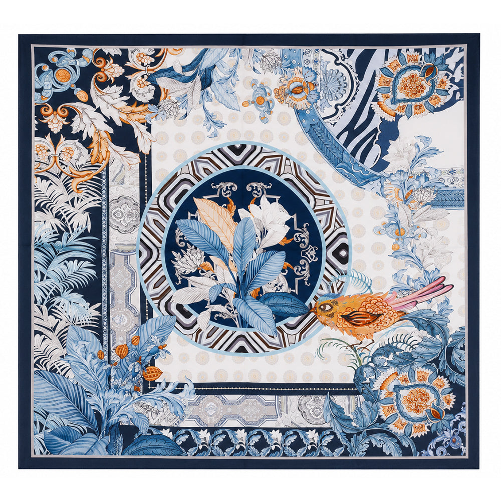 Azure Paradise Scarf, Blue, 90 cm x 90 cm, 100% Silk