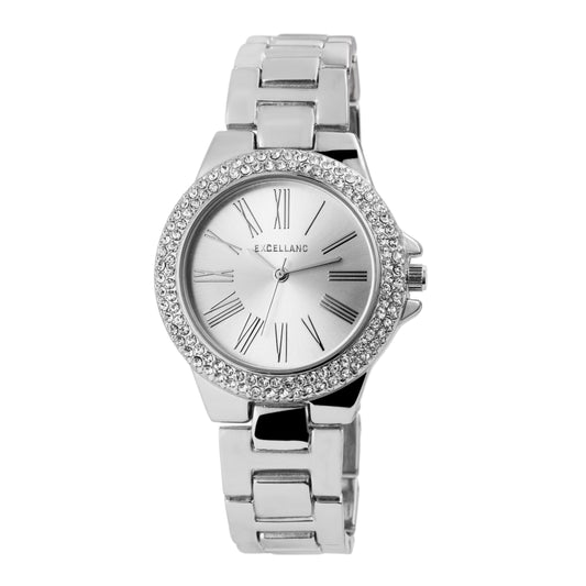 Dámské náramkové hodinky Excellanc s kovovým řemínkem, stříbrná barva, kvalitní quartzová konstrukce, stříbrný barevný ciferník