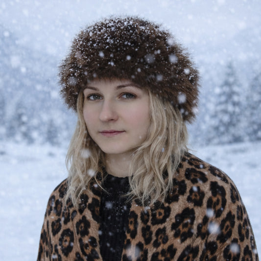 Hnědá zimní čepice z umělé kožešiny – univerzální velikost