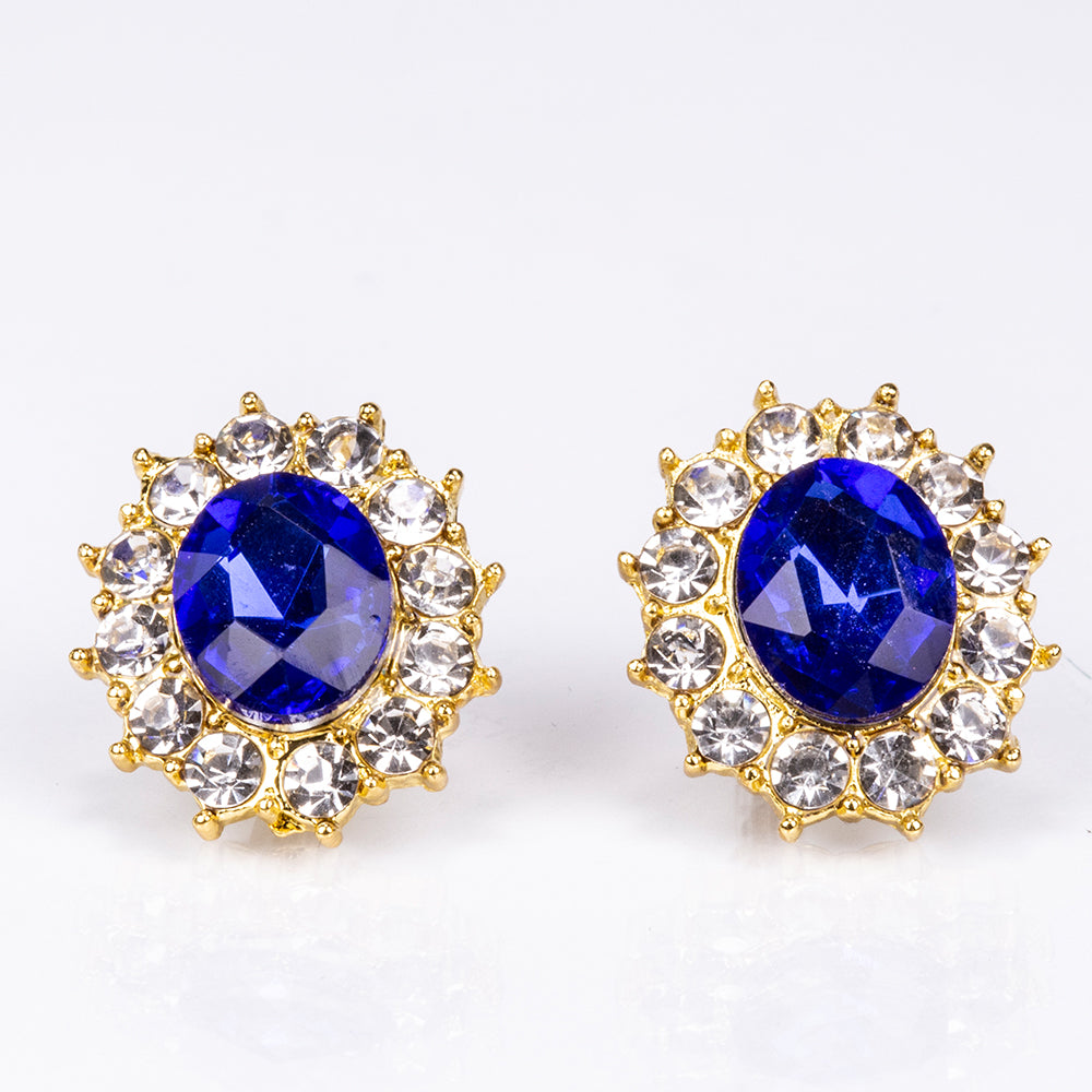 Pozlacená Slitinová Sada s Modrým Emporia® Křišťálem a Bílým Emporia® Křišťálem ( Náhrdelník+Náušnice )