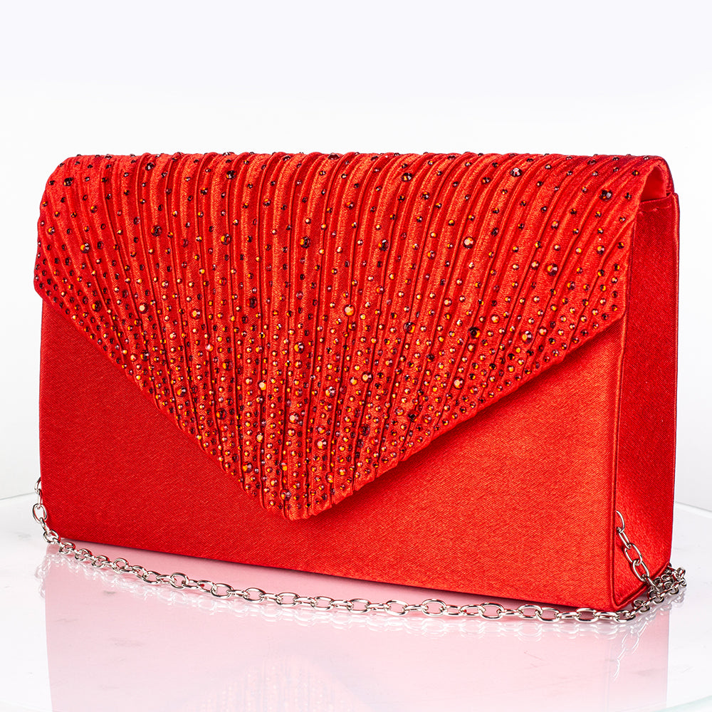 Pozlacený Slitinový Kabelka s Červeným Emporia® Křišťálem a Bílým Emporia® Křišťálem ( Náhrdelník+Náušnice+Náramek+Prsten )