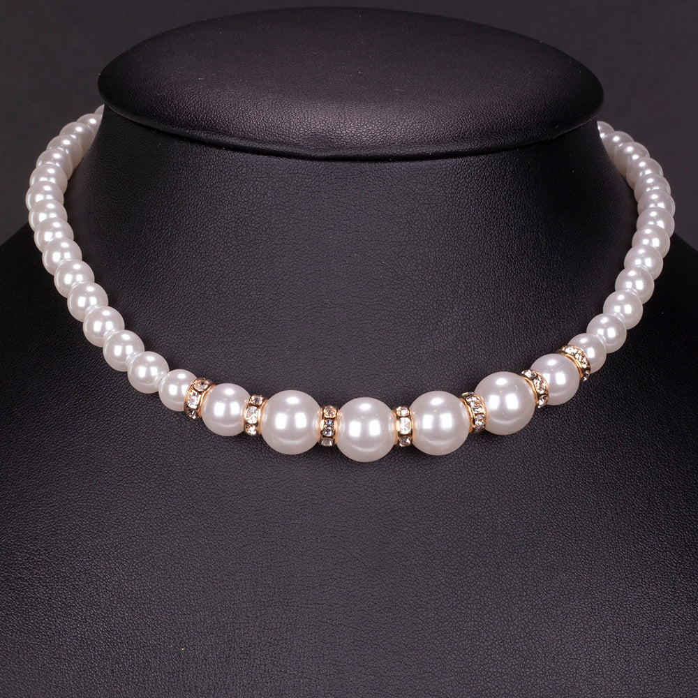 Pozlacený Slitinový Hodinky s Bílým Emporia® Křišťálem ( Náhrdelník+Náušnice+Náramek )