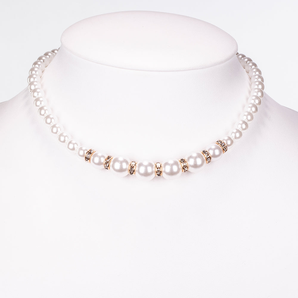 Pozlacený Slitinový Hodinky s Bílým Emporia® Křišťálem ( Náhrdelník+Náušnice+Náramek )