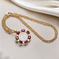 Pozlacený Slitinový Náhrdelník s Rubínem a Bílým Emporia® Křišťálem