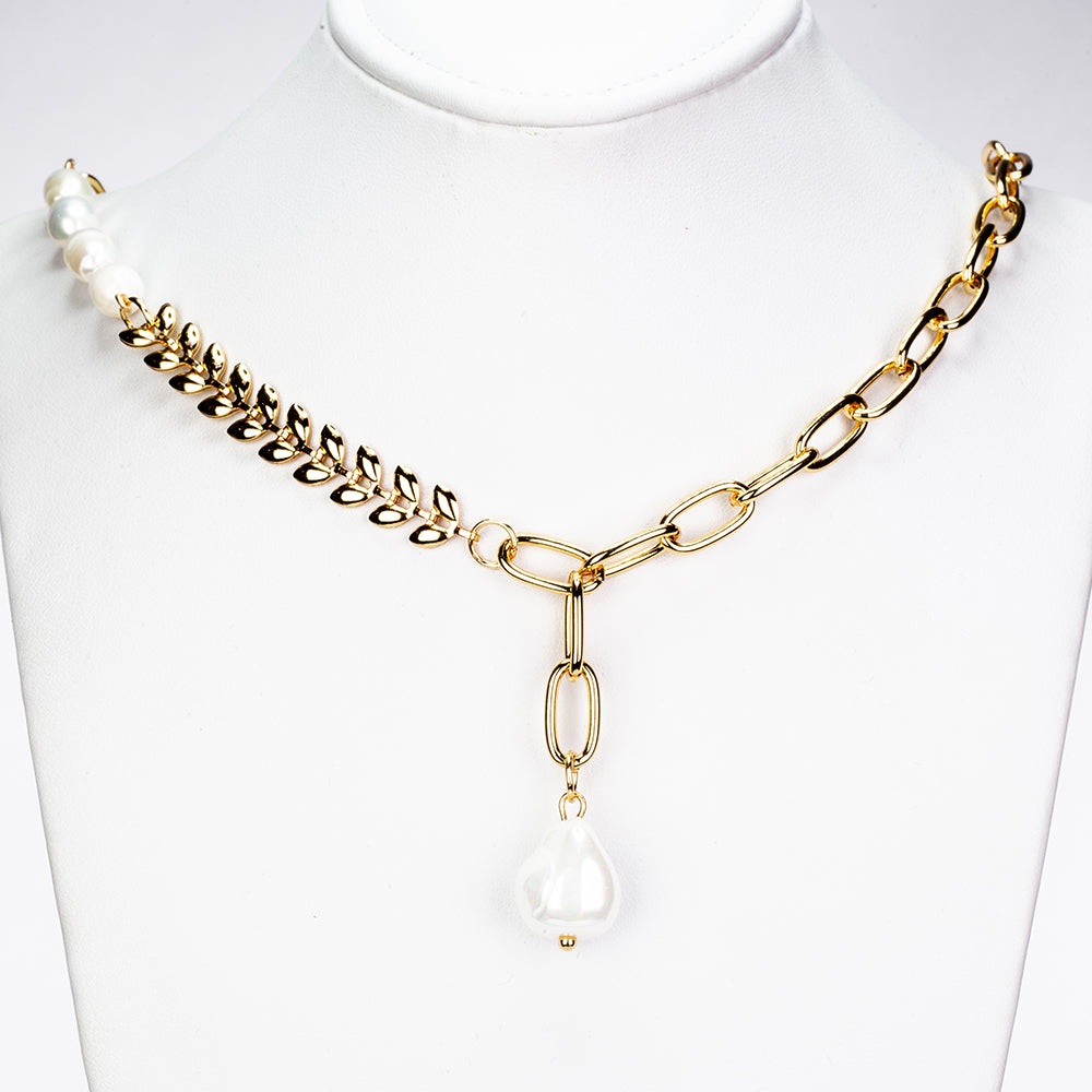 Pozlacená slitina - Náhrdelník se Skleněná Perla 1 