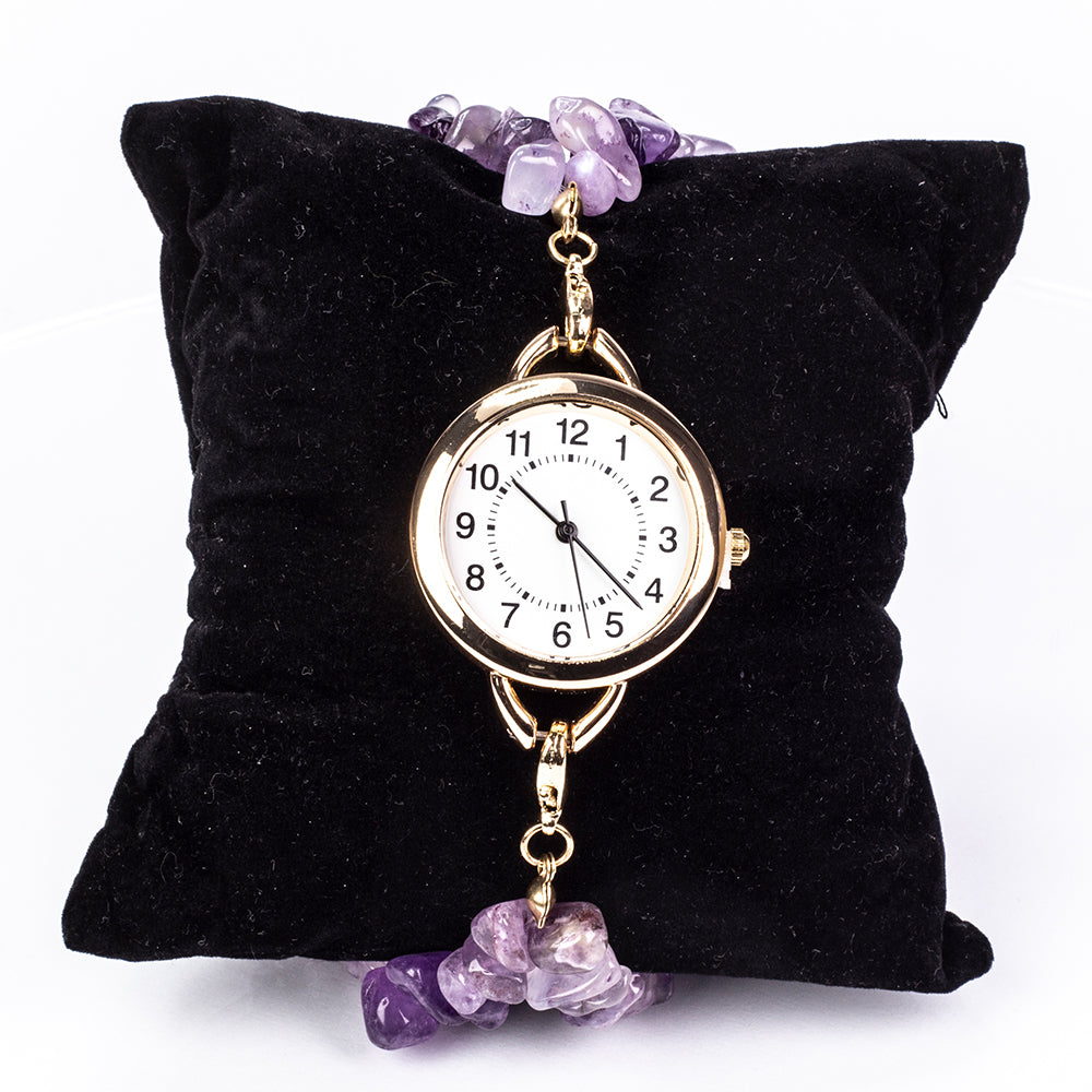 Pozlacená slitina - Hodinky s Tyrkysem a Ametystem - Karátové číslo: 537. přibližná hmotnost: 170 gramů ( Náramek ) 2 