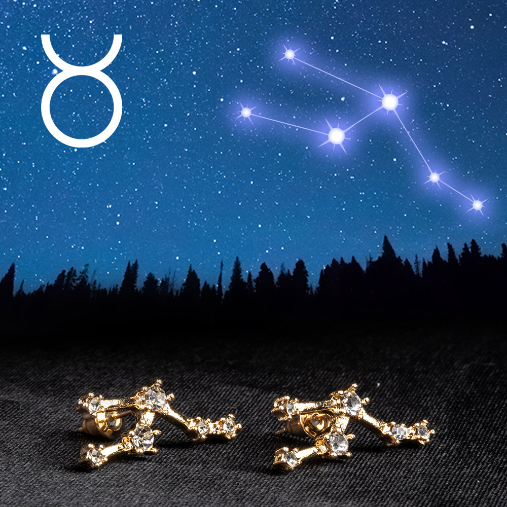 Býk Pozlacené Slitinové Náušnice s Bílým Emporia® Křišťálem