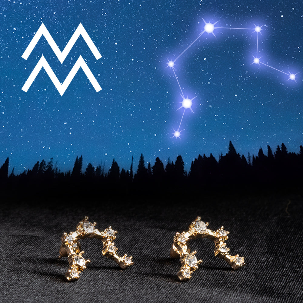 Vodnář Pozlacené Slitinové Náušnice s Bílým Emporia® Křišťálem 1 