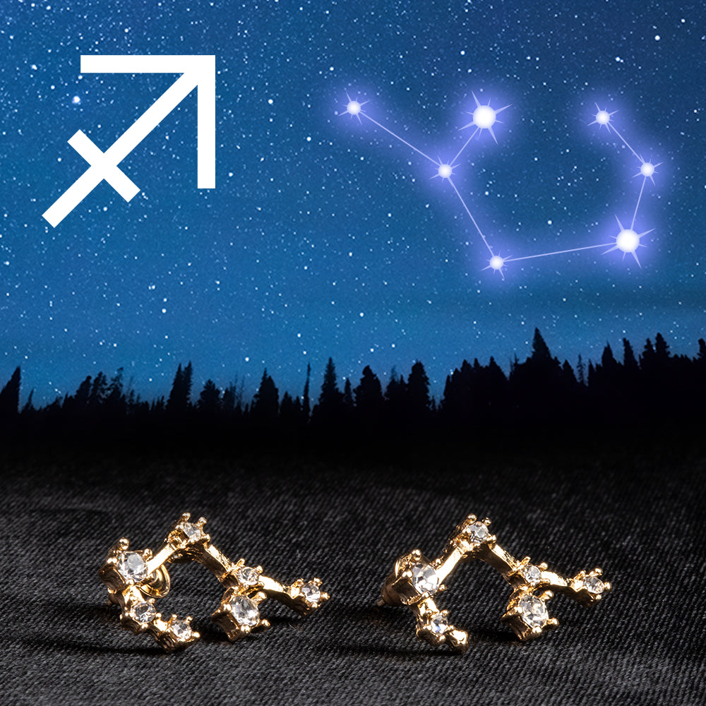 Střelec Pozlacené Slitinové Náušnice s Bílým Emporia® Křišťálem 1 