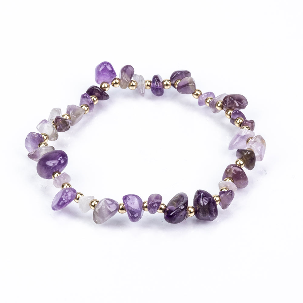 Pozlacená slitina - Sada s Ametystem - Karátové číslo: 106.2. přibližná hmotnost: 34 gramů ( Náhrdelník+Náramek )